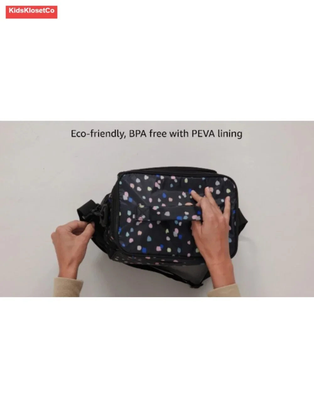 Insulated Double Decker Lunch Bag Tote for Kids with Adjustable Strap